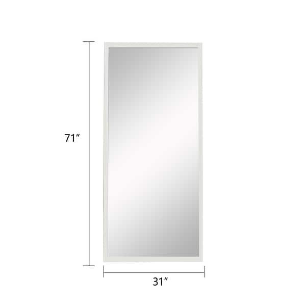dimension image slide 2 of 3, 71''×31'' Silver Full-Length LED Mirror with Imitation Wood Frame and Hooks, for Bedroom, Living Room, Bathroom