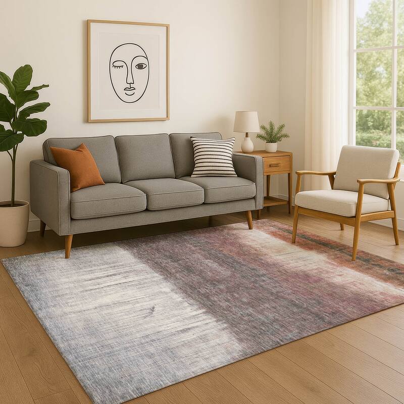 Premium Washable Super Soft Contemporary Drip Mayfield Rug - Paprika - 10' x 14'