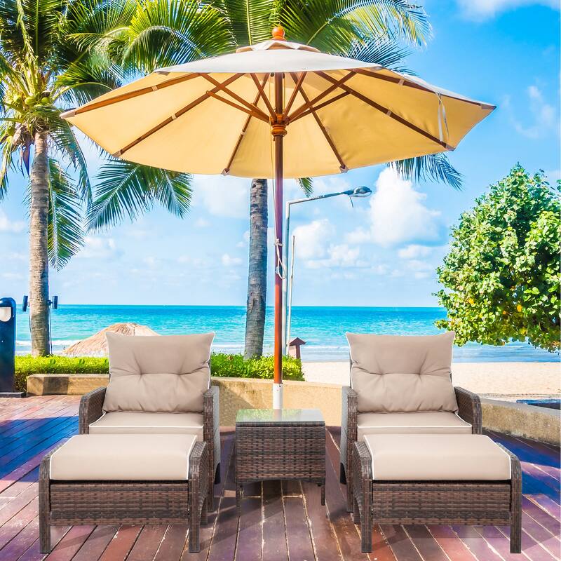 Futzca 5-pc. Brown Wicker Small Patio Furniture Set