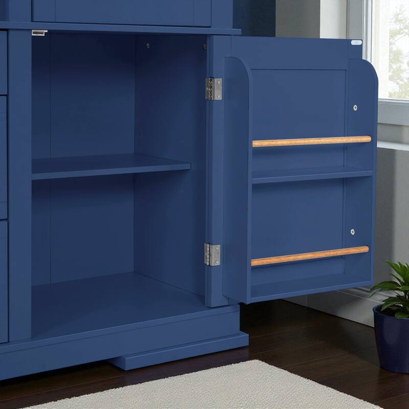 Traditional 63" Buffet Hutch Kitchen Pantry Cabinet with Drawers, Doors, and Adjustable Shelves for Dining Room or Storage