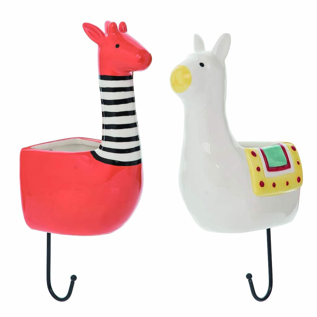 Transpac Ceramic Llama/Giraffe Wall Hanger Set of 2 Spring Home Decorations