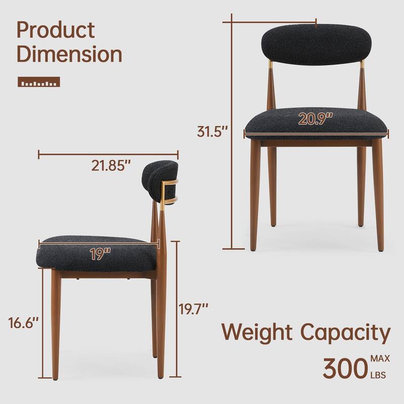 Morden Fort Modern Boucle Dining Chairs Armless Chair Set of 4