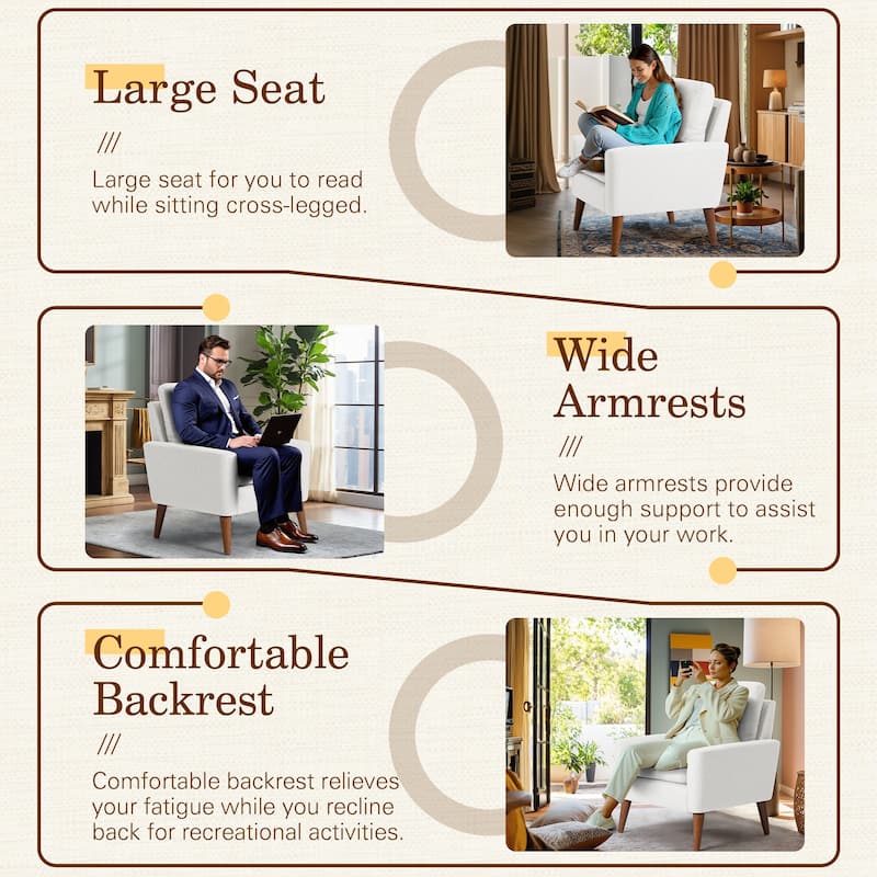 Furniwell Accent Chairs Modern Lounge Chair Mid Century Modern Arm Chair for Living Room and Bedroom
