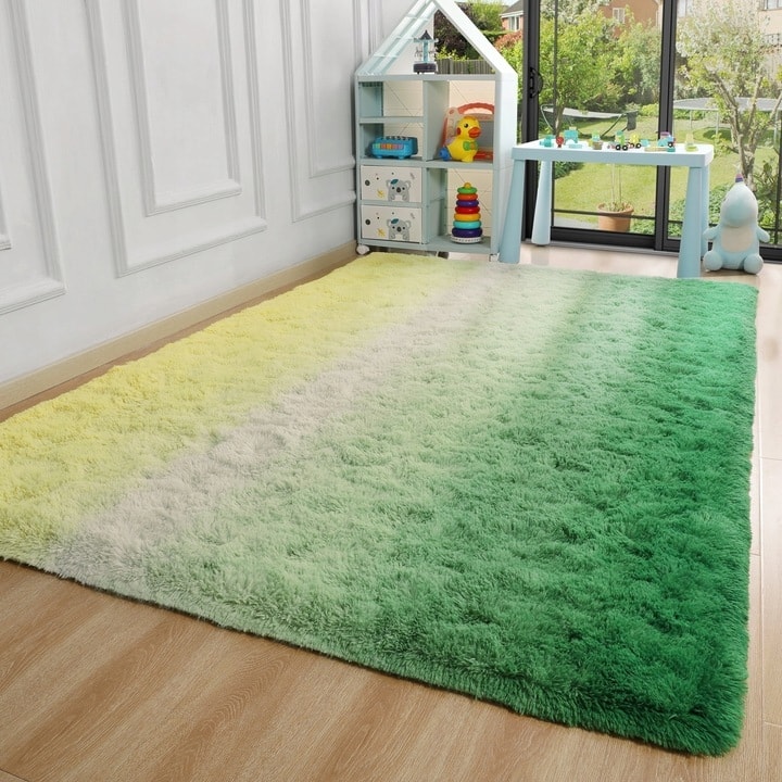 Shaggy Home Decor Carpet Luxury Gradient Rug for Living Room Bedroom
