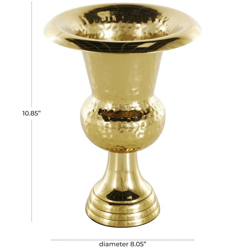 Aluminum Metal Goblet Inspired Hammered Decorative Vase - Gold or Silver - Roche River Decor