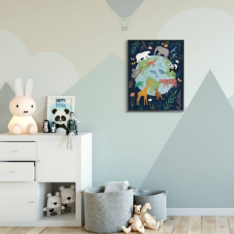 Stupell Jungle Animals and Earth Nature Floral Border Framed Wall Art