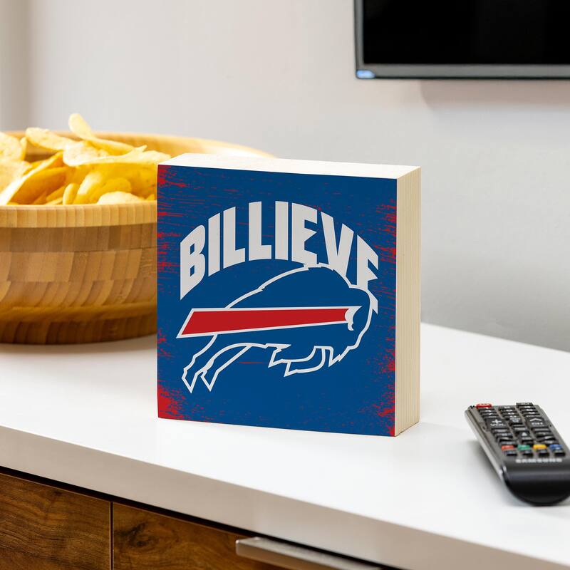 Buffalo Bills Wooden Tabletop Mantel Shelf Sign - 6" x 6"