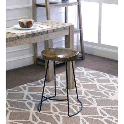 Set of 2 Mango Wood Tractor Seat Counter Height Bar Stools 29.5in