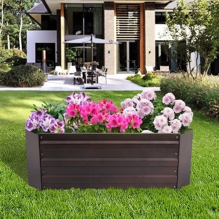 Brown Metal Rectangular Garden Bed Planter - 32" W x 20.2" D x 11.8" H