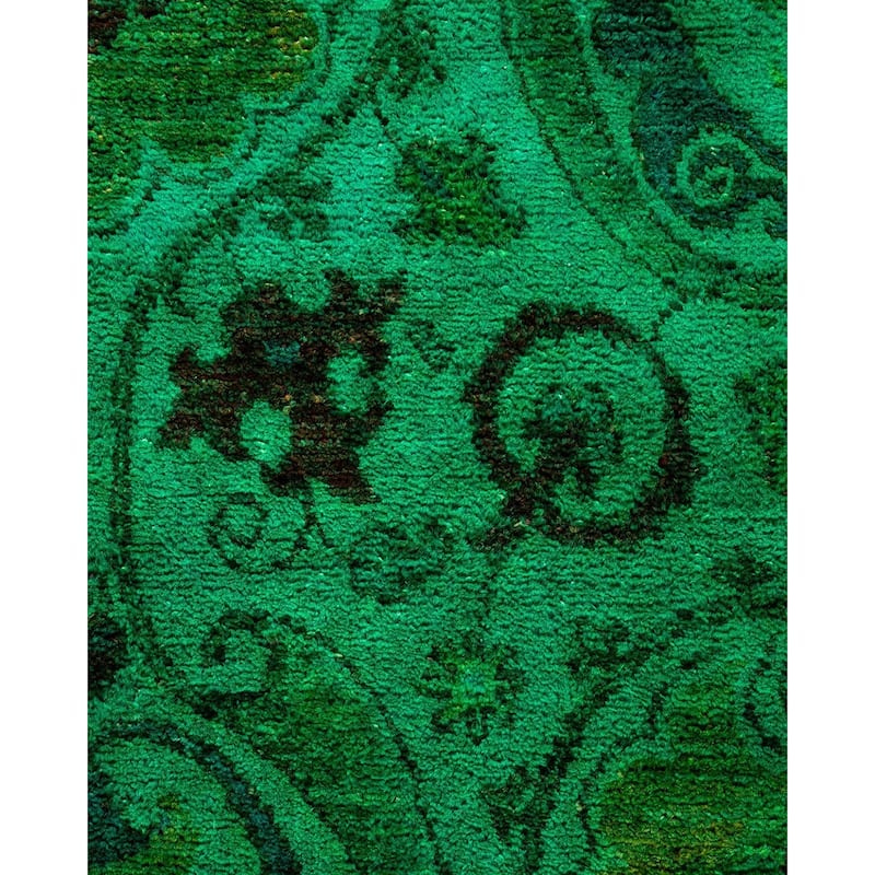 Overton Hand Knotted Wool Vintage Inspired Modern Contemporary Overdyed Green Area Rug - 3' 2" x 5' 6"