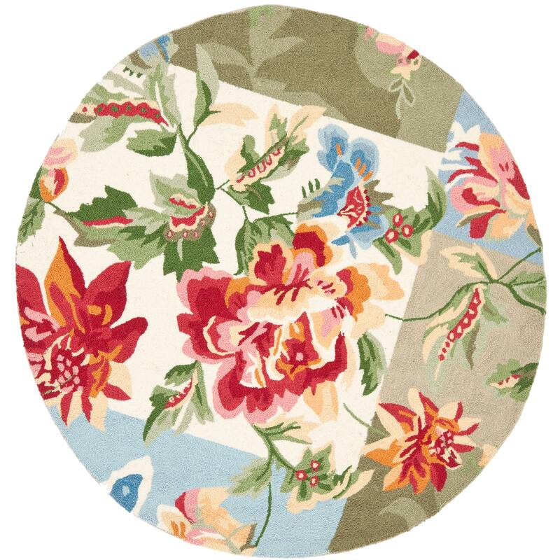 SAFAVIEH Handmade Chelsea Martika French Country Wool Rug - 4' Round - Red - Round