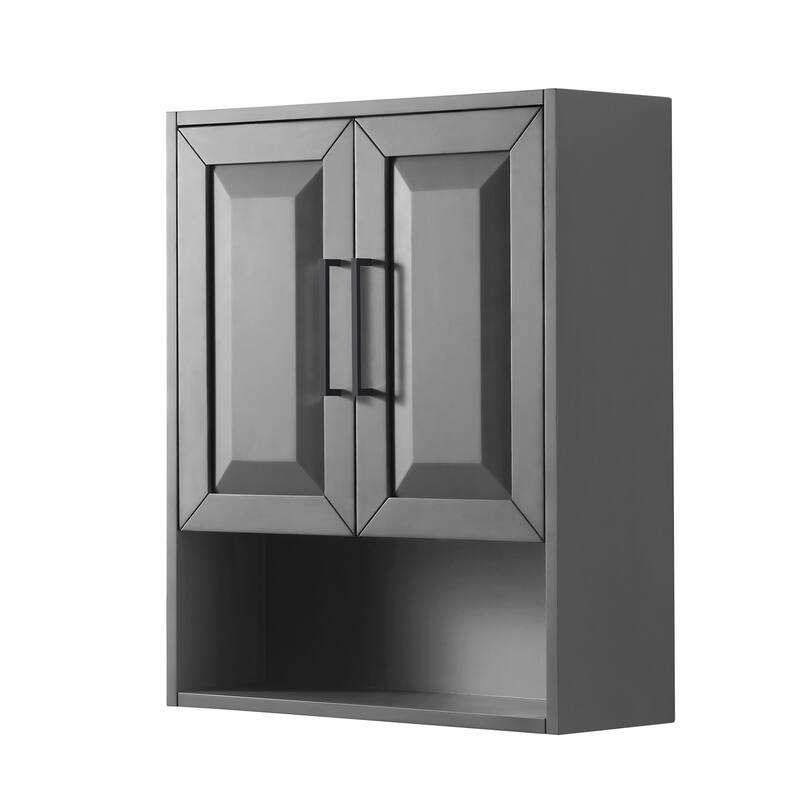Wyndham Collection Daria 30" MDF Wall Mounted Bathroom Cabinet - Dark Gray / Matte Black Hardware