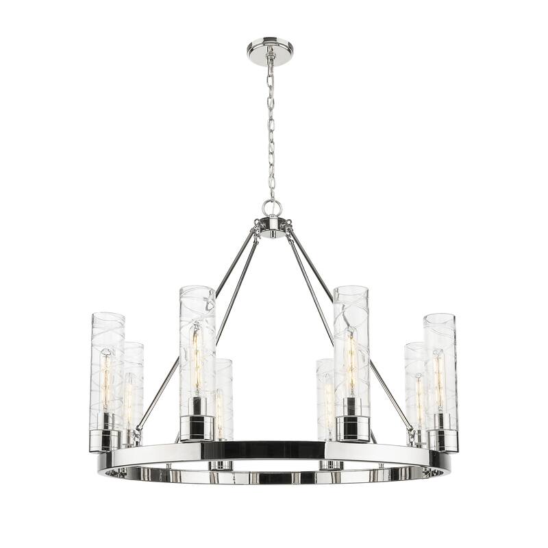 Innovations Lighting Downtown Urban - Boreas - 6 Light 36" Chandelier with 11" Shades - Deco Swirl/Polished Nickel