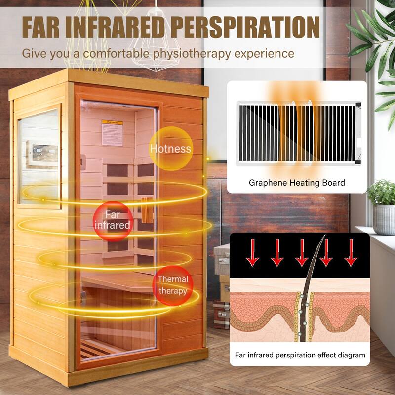 Single Infrared Sauna Room with Overheating PowerOff System, Natural
