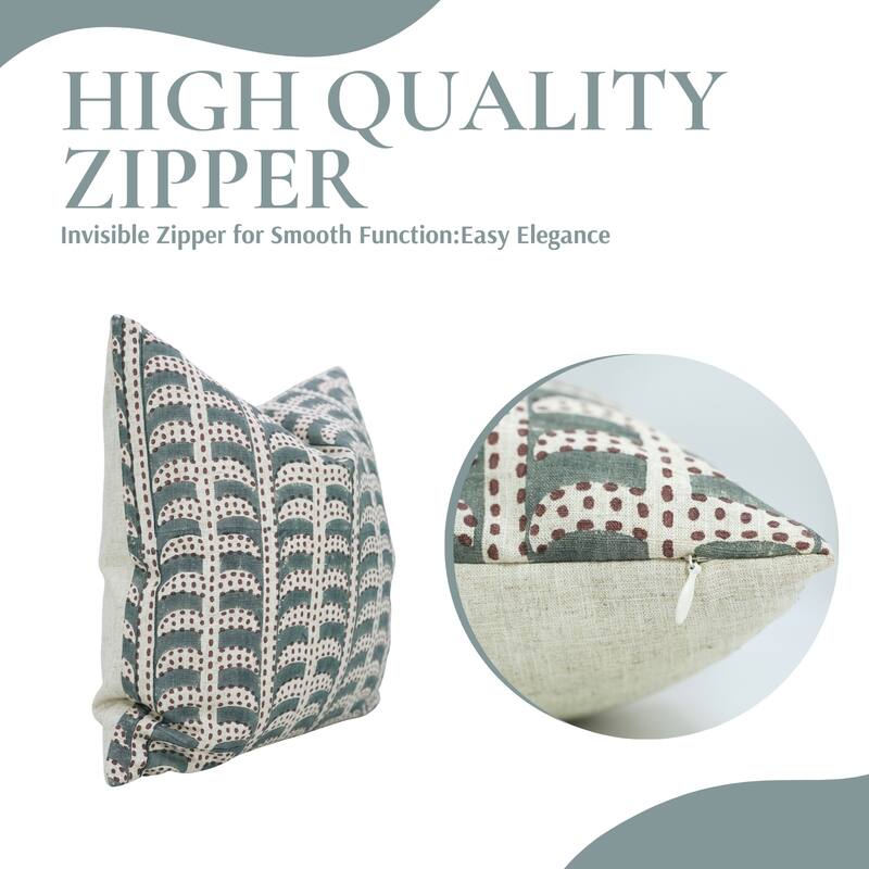 Fabdivine Hand Block Home Decorative Accent Sofa, Couch Throw Linen Cushion Cover