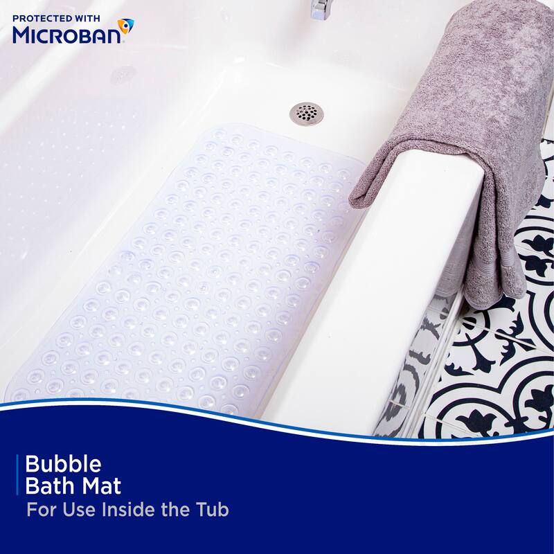 Kenney Microban Protected Bubble Bath Mat, 26.75" L x 14.5" W