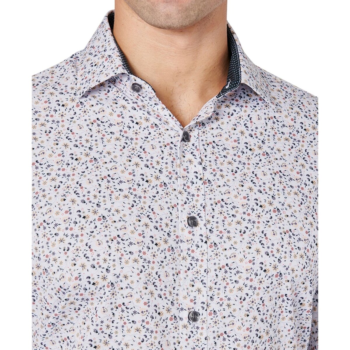 tallia dress shirts Tallia Men's Self Floral Dress Shirt Blue Long Sleeve Collared Shirt 15 32 /33
