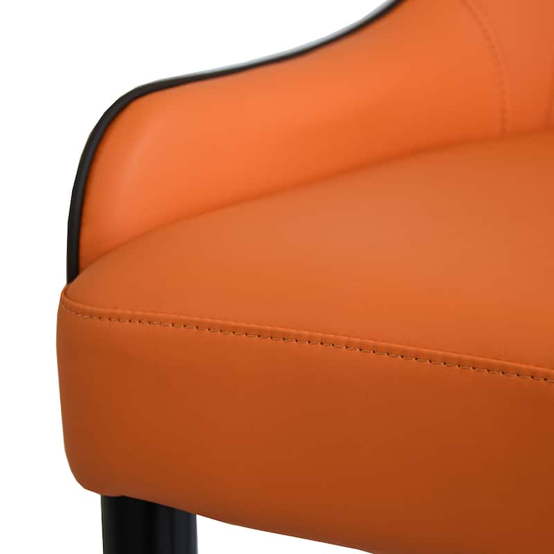 Modern PU Sponge-Filled Dining Chair Solid Wood Metal Legs Set of 2