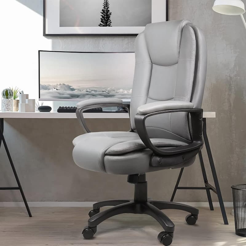 Bossin Big and Tall Office Chair High Back Executive Chair Ergonomic Adjustable Executive Leather Chair,400lbs