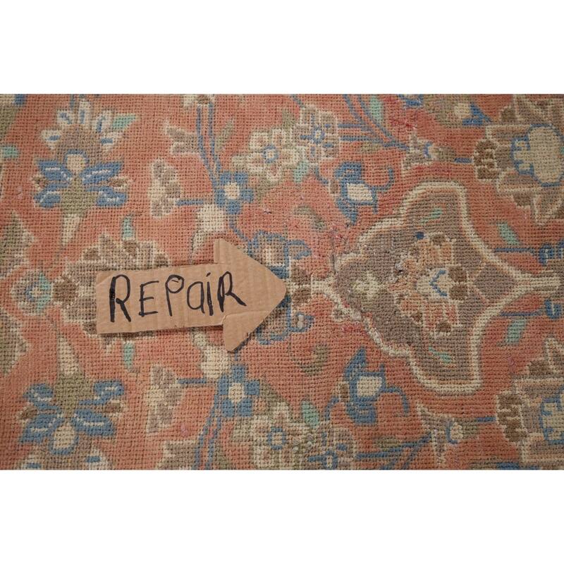 Traditional Mashad Vintage Persian Rug Bedroom Handmade Wool Carpet - 7'10" x 11'0"