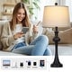 preview thumbnail 3 of 5, 28.75'' Modern Table Lamp with USB & Type-C Charging Ports, 3-Way Touch Control(Set of 2)