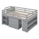 preview thumbnail 11 of 16, Modern Design Loft Bed with Retractable Desk, 3 Drawers, Storage Stairs and Shelves, Full Size, Grey