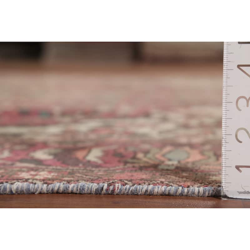 Pink Floral Bakhtiari Persian Vintage Rug Hand-Knotted Wool Carpet - 7'1"x 9'7"