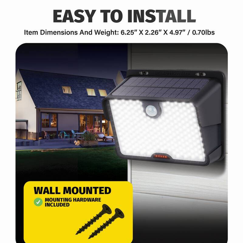 Bell + Howell Wall Light Pro Solar Powered Motion Sensor Outdoor LED Wall Light