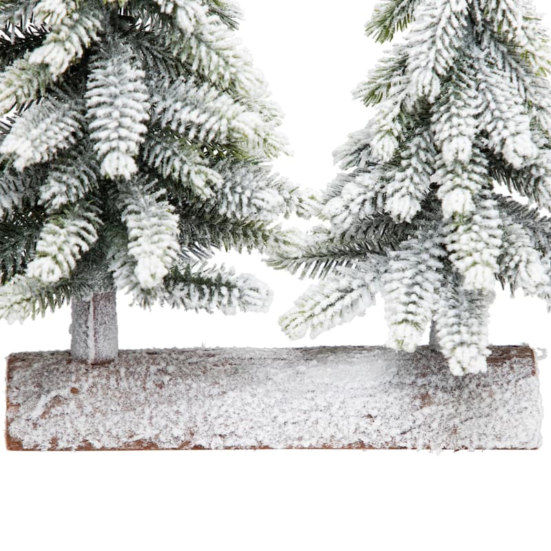 Frosted Pine Tree Duo Christmas Decoration - 12" - Unlit