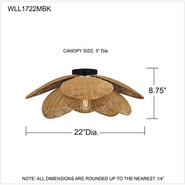 Willa 1-Light Matte Black Semi-Flush Mount