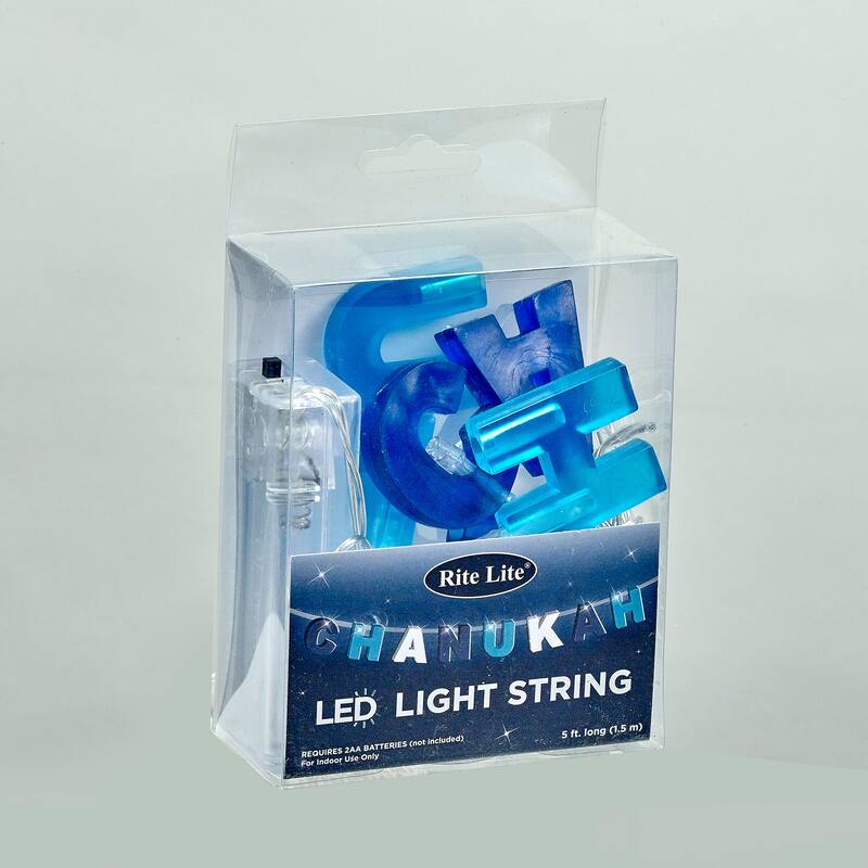 B/O Blue Clear LED Chanukah Micro String Lights - 5 ft Silver Wire