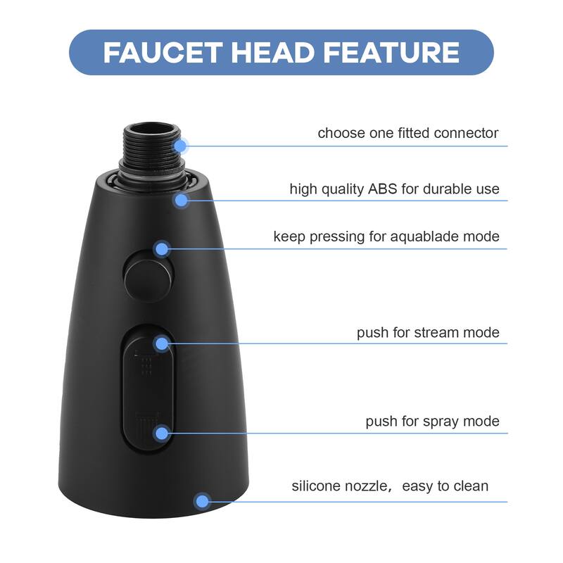 WOWOW 3 Function Kitchen Faucets Head Replacement with 9-Adapters