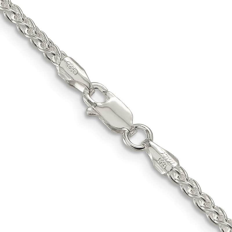 Curata 925 Sterling Silver Solid 2.5mm Wheat Chain Necklace (Lobster)