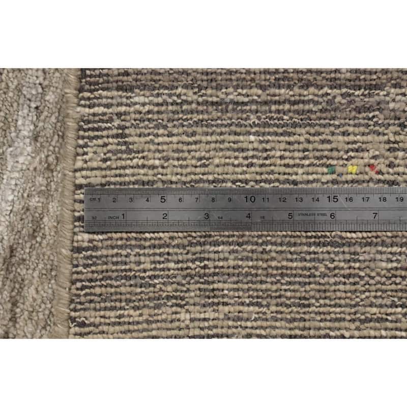 Hand Knotted Oriental Viscose Silk Carpet Tribal Animal Pictorial Greys & Charcoal Gabbeh Area Rug - 11' 11'' X 8' 11''