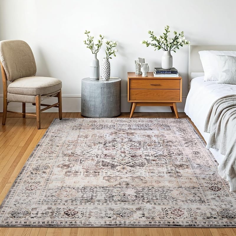 Delara Machine Washable Area Rug, Soft & Durable, Non-Slip Backing, Eco- Friendly GRS certified.