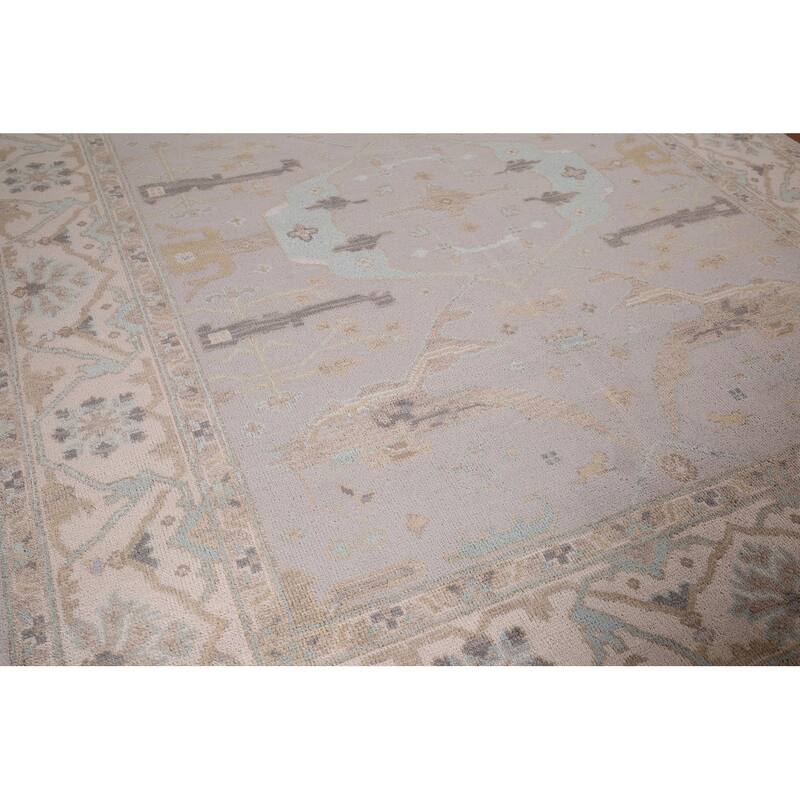 Earth Tone Oushak Indian Area Rug Handmade Wool Carpet - 8'0"x 9'9"