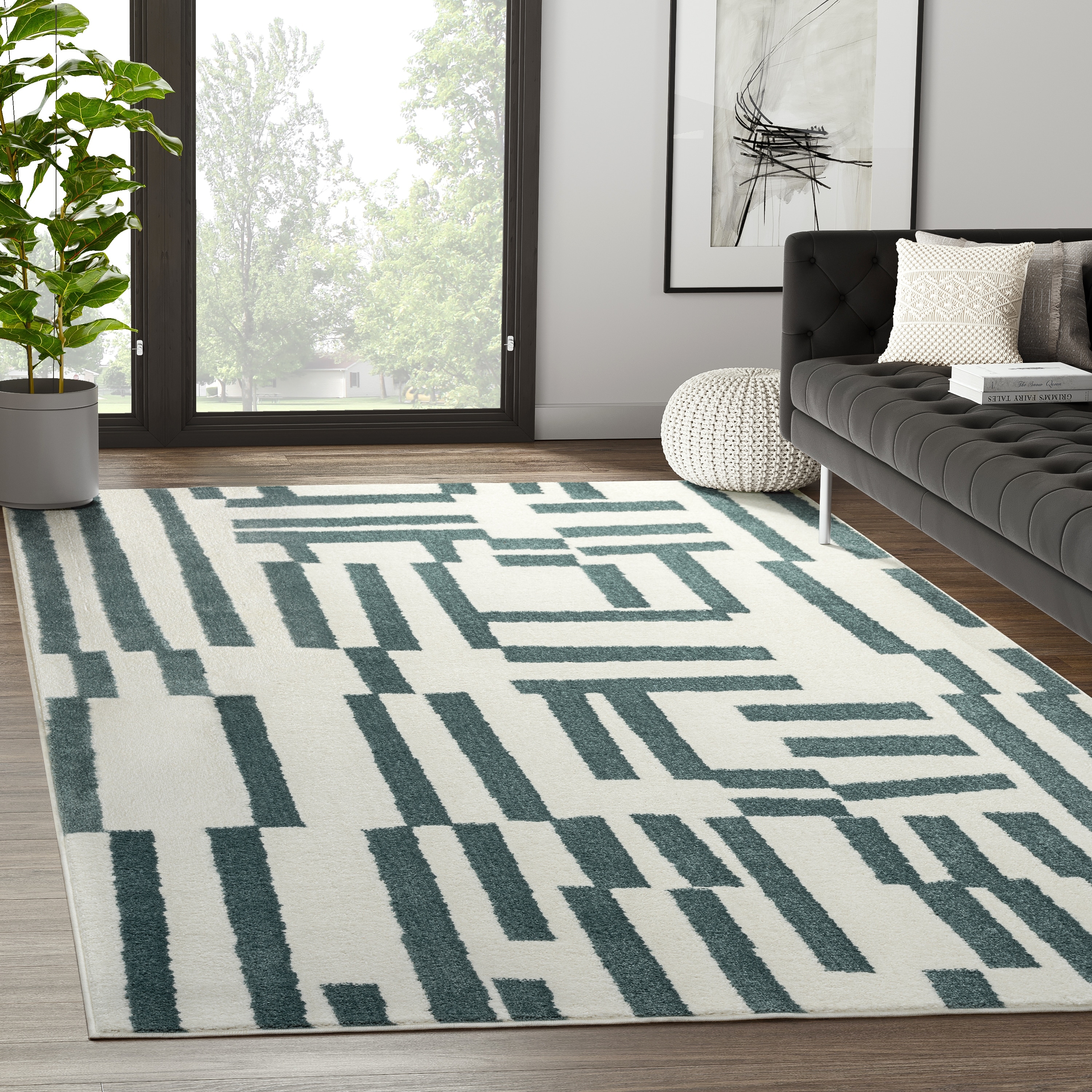 Abani Rugs Deco DEC240A Modern Lines Area Rug
