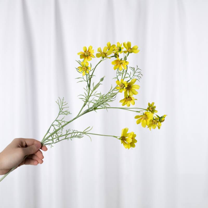 Silk Decorative Artificial Starry Sky Cosmos(Pack of 1 Branch) - Yellow