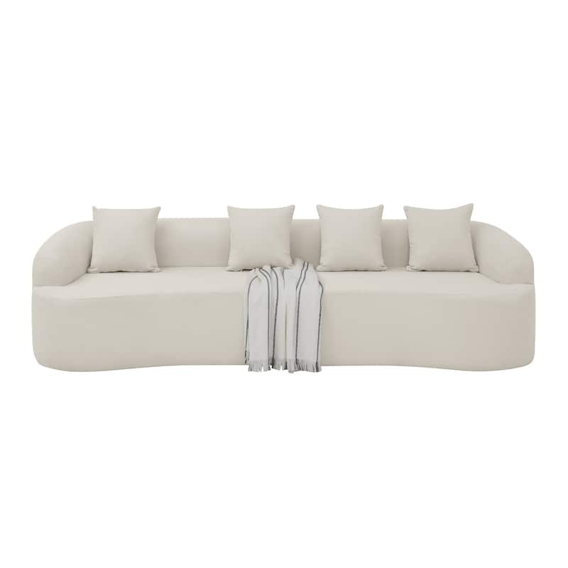 Roomfitters Curved Modular Sectional Sofa in Lamb's Wool Fabric, Modern Compressed Sofa No Assembly, Cozy for Living Room