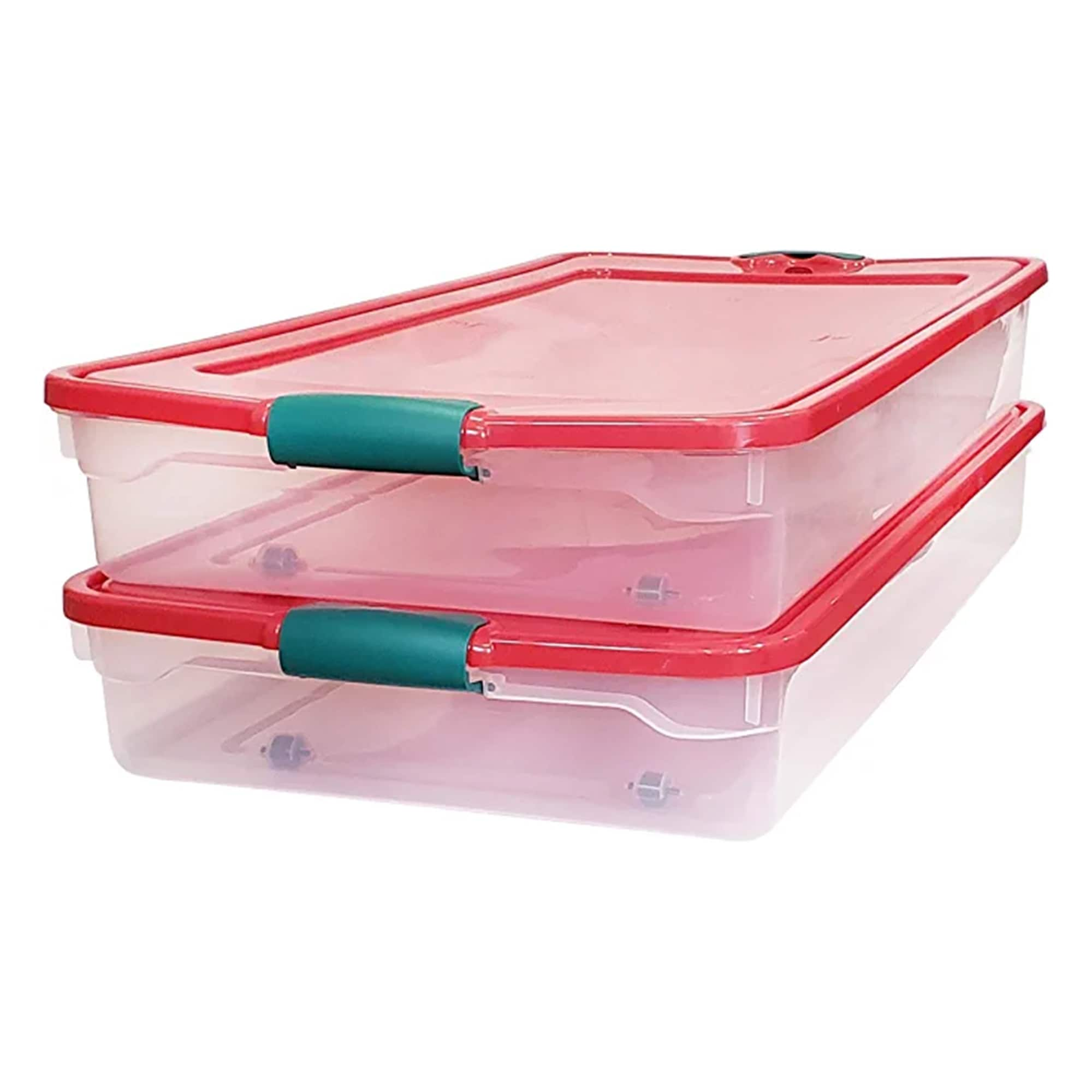 Homz 56 Quart Underbed Secure Latching Clear Plastic Storage Container, (2  Pack)