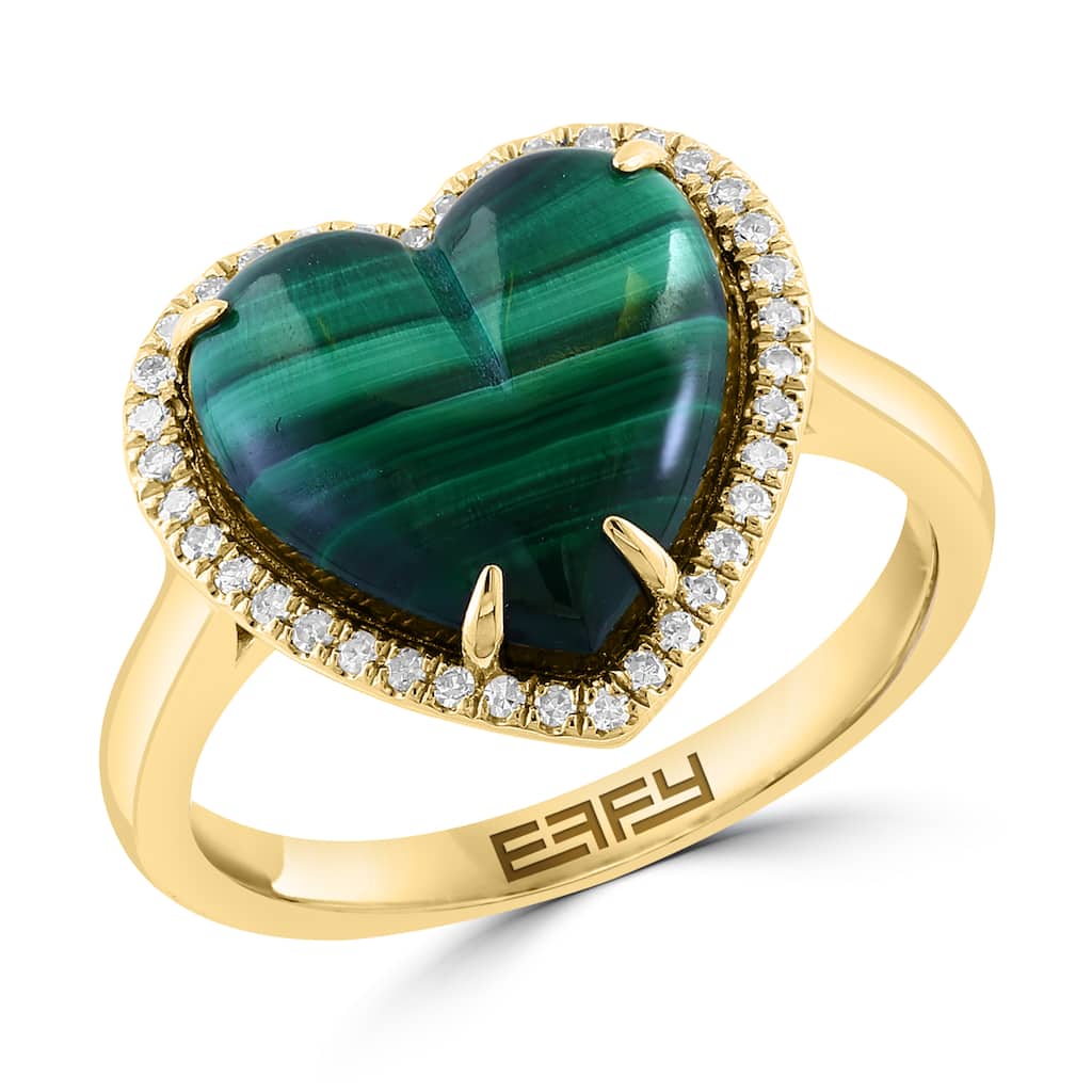 EFFY 14K Gold Malachite Pave Diamond Heart Ring