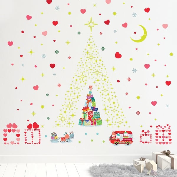Shop Walplus Glow Stars Hearts Reindeer Christmas Tree Wall Sticker Decor Overstock 31950821