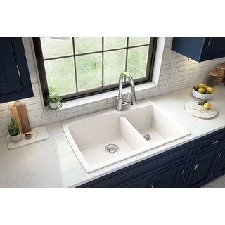 Karran Drop-In Quartz 60/40 Double Bowl Kitchen Sink