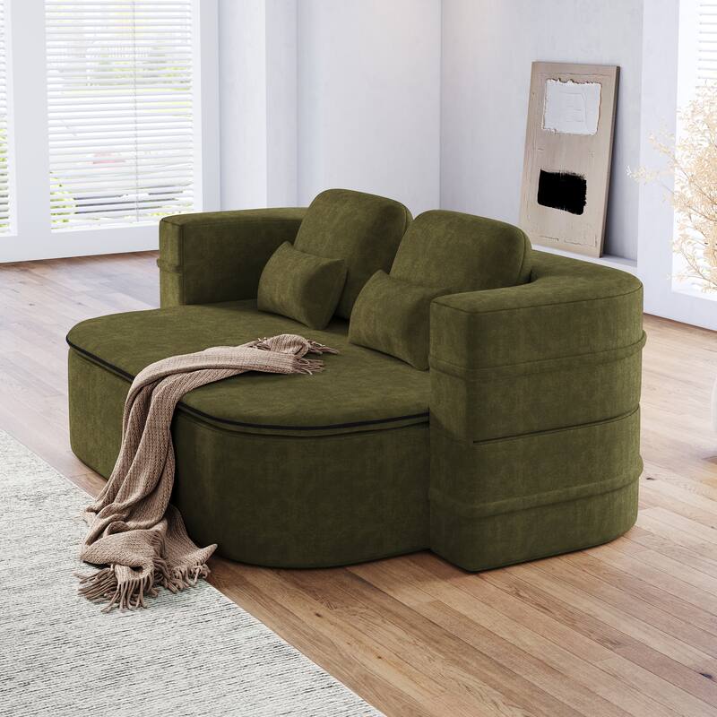 Chenille Foldable Sleeper Sofa Bed Convertible Full Size Floor Bed
