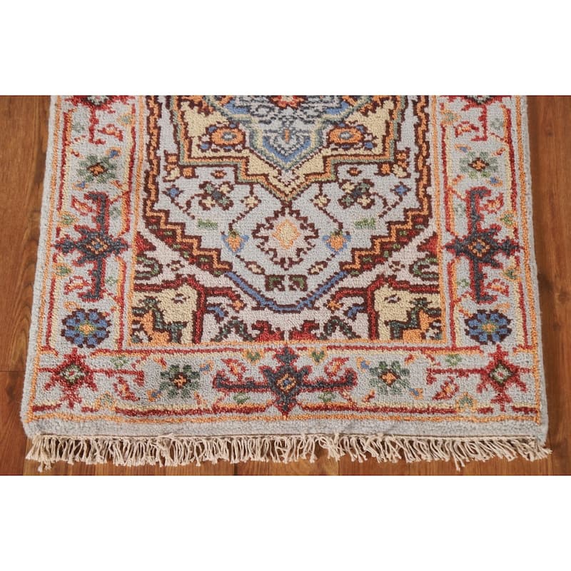 Light Blue Heriz Serapi Oriental Area Rug Handmade Wool Carpet - 2'0"x 3'0"