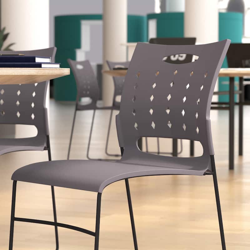881 lb. Capacity Sled Base Stack Chair with Carry Handle and Air-Vent Back