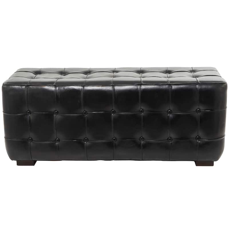 Leather Tufted Upholstered Bench - Brown or Black - Roche River Decor