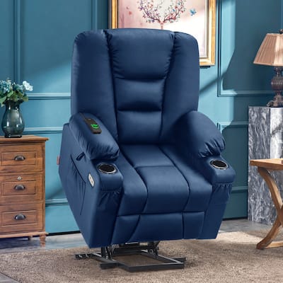 MCombo Power Lift Recliner Chair with Massage and Heat for Elderly, Extended Footrest, USB Ports, Faux Leather(Medium)