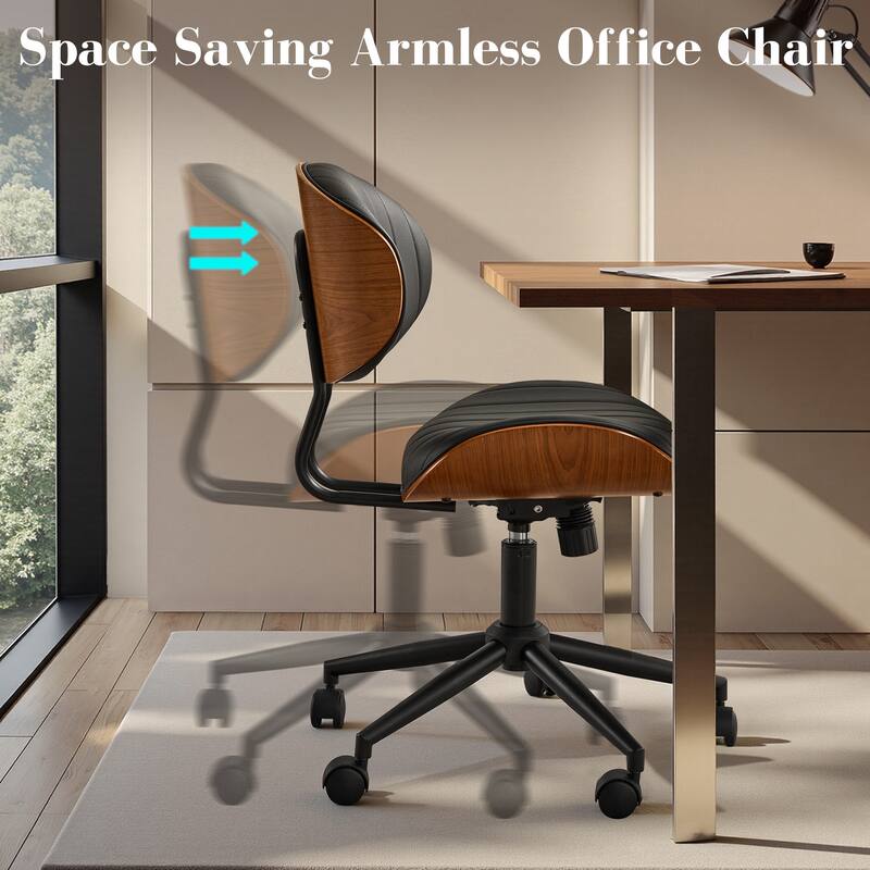 HOOOWOOO Modern Ergonomic Adjustable PU Curved Office Chair