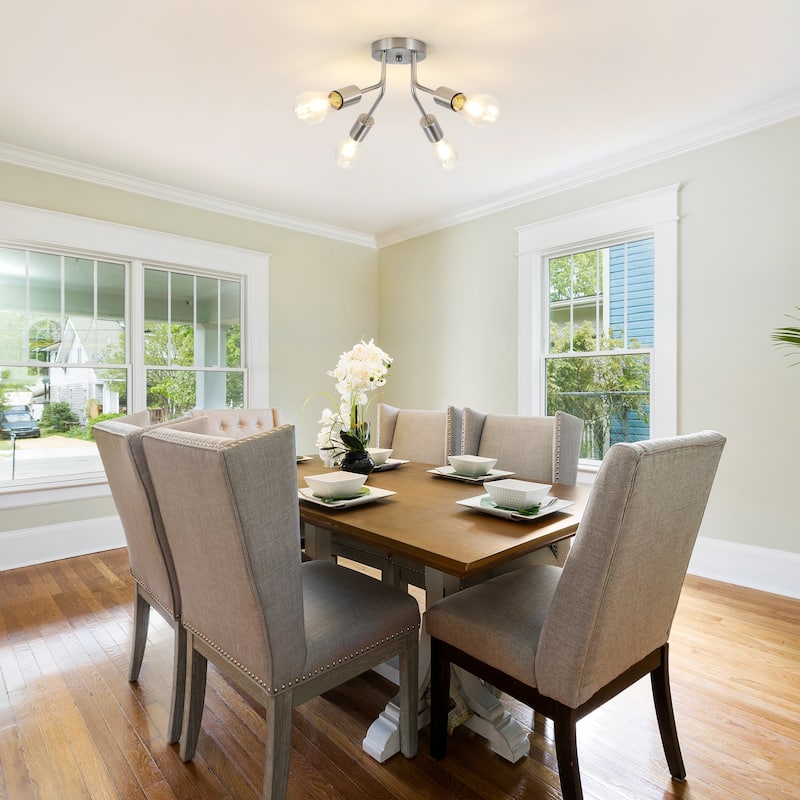 Modern 4-Light Semi Flush Mount Ceiling Light for Dining Room Bedroom Hallway Entryway